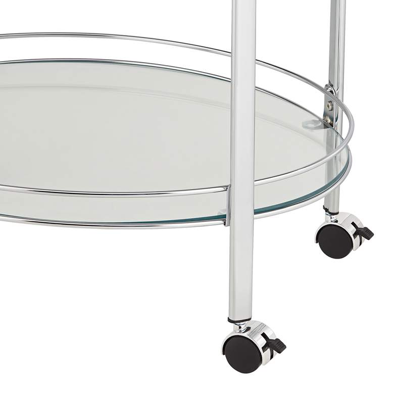 Image 5 Carli 26" Wide Chrome and Glass Serving Cart more views