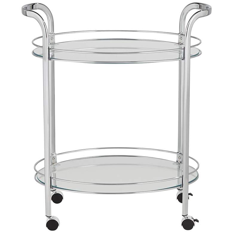 Image 5 Carli 26 inch Wide Chrome and Glass Serving Cart more views