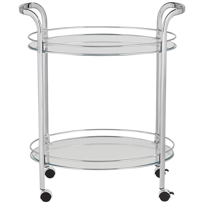 Image 6 Carli 26" Wide Chrome and Glass Serving Cart more views