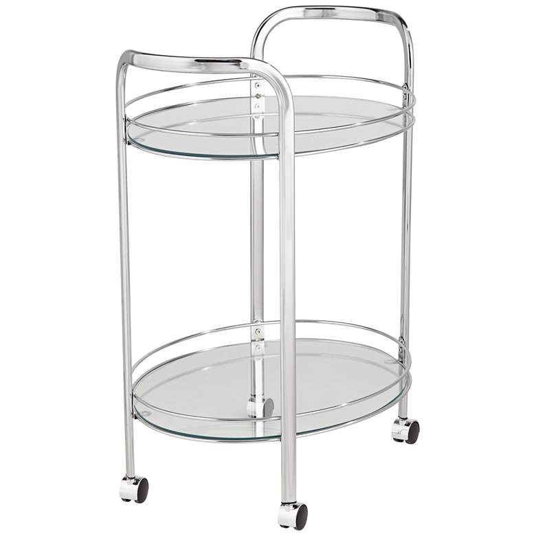 Image 6 Carli 26 inch Wide Chrome and Glass Serving Cart more views