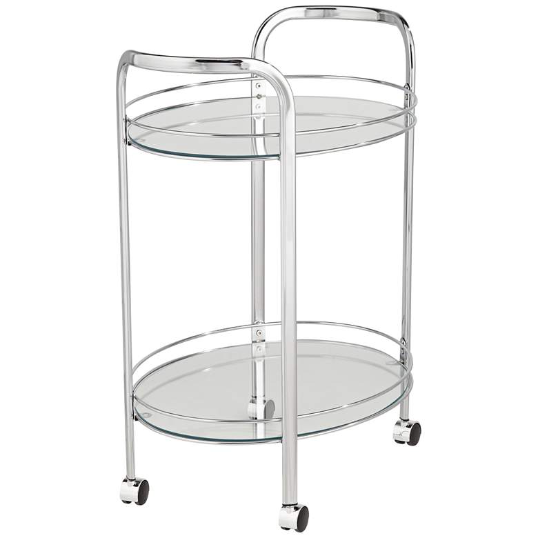 Image 7 Carli 26" Wide Chrome and Glass Serving Cart more views