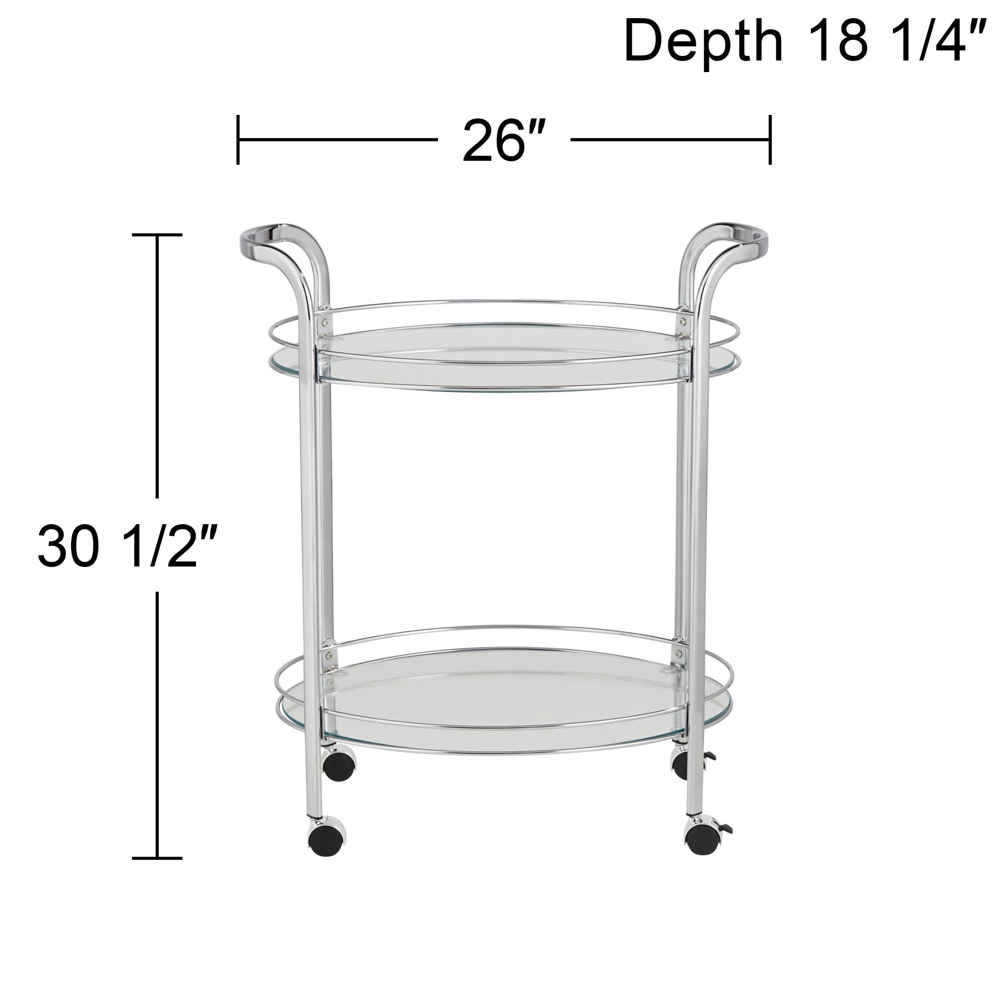 Carli 26" Wide Chrome and Glass Serving Cart