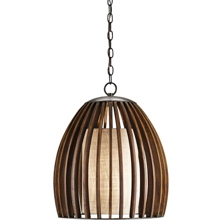 Image 2 Carling 17" Wide Polished Fruitwood Modern Pendant Light