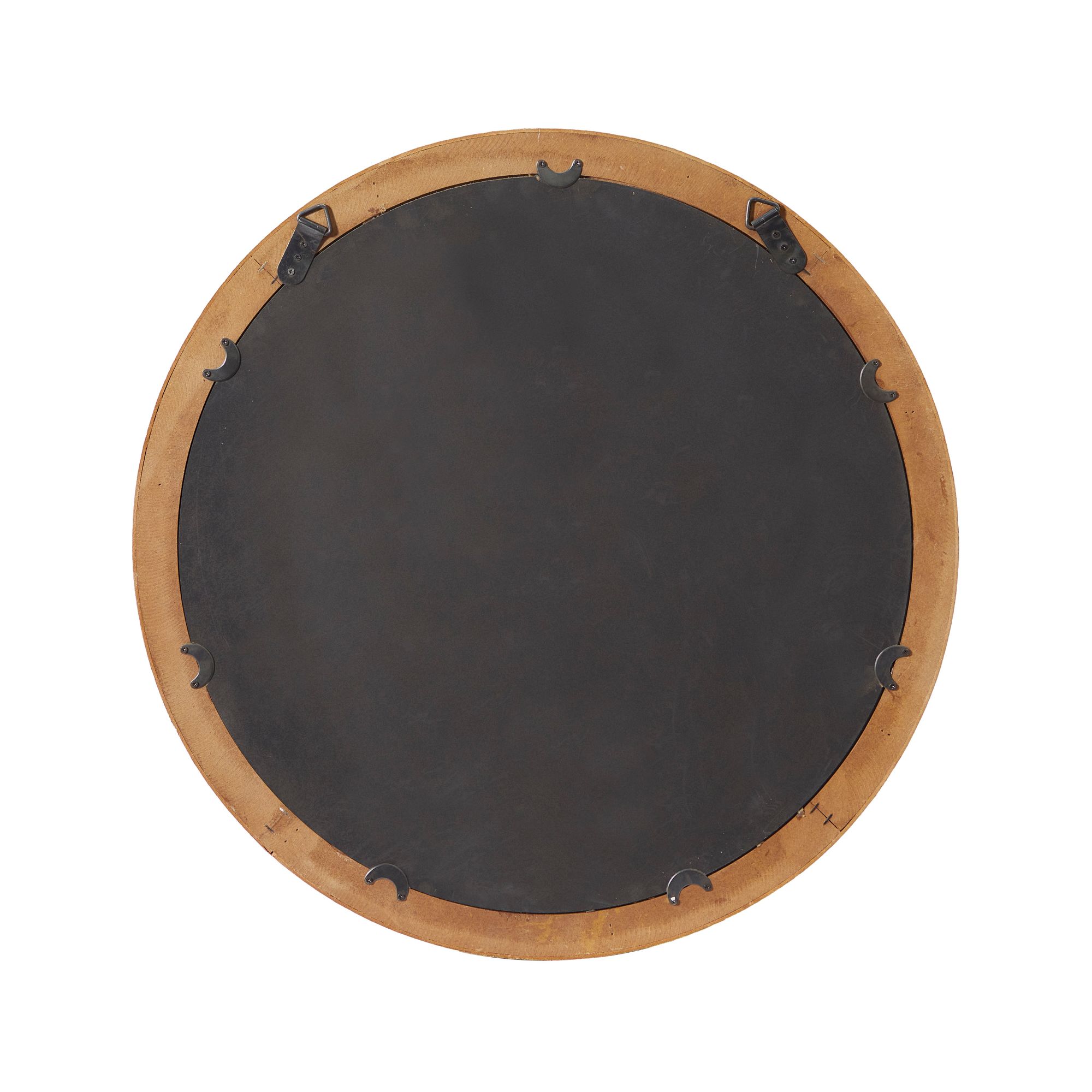 Image 6 Carlisa Distressed Brown Wood 24" Round Wall Mirror more views