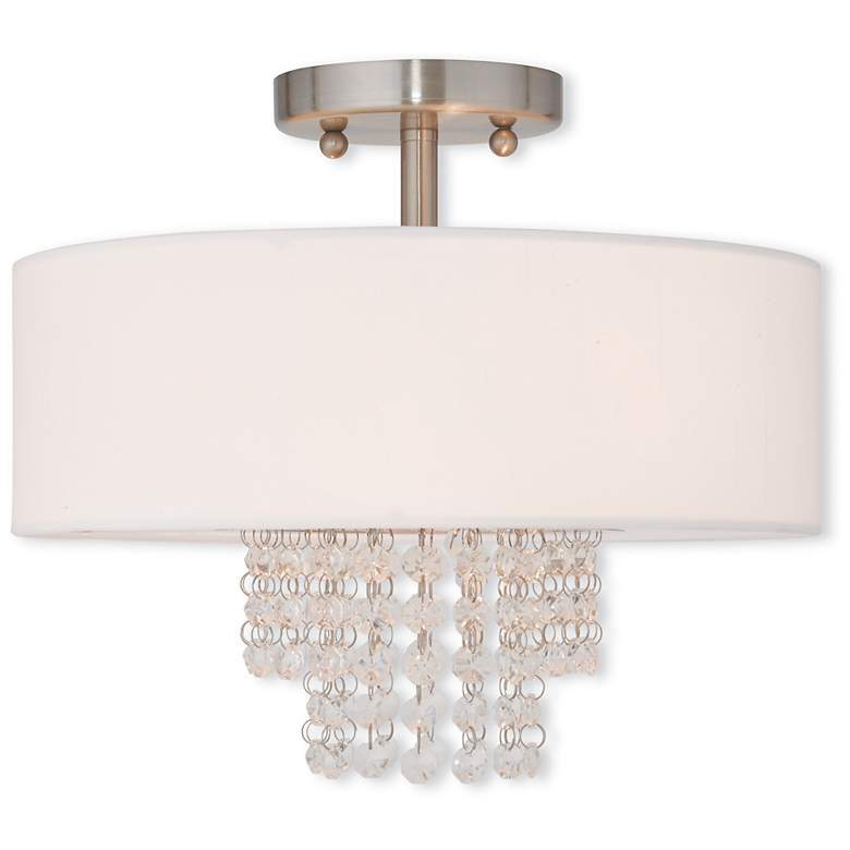 Image 2 Carlisle 13-in W Brushed Nickel Fabric Semi-Flush Mount Light