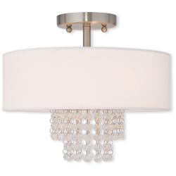Carlisle 13-in W Brushed Nickel Fabric Semi-Flush Mount Light