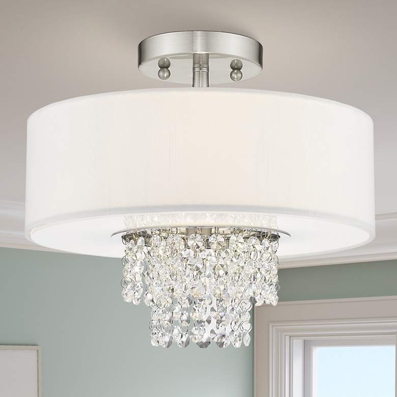 Image 1 Carlisle 13-in W Brushed Nickel Fabric Semi-Flush Mount Light