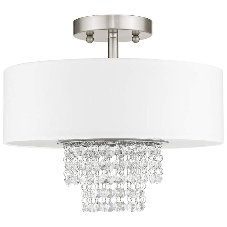 Image 3 Carlisle 13-in W Brushed Nickel Fabric Semi-Flush Mount Light more views
