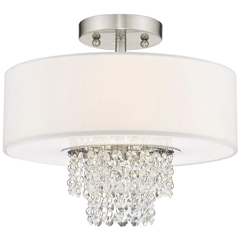 Image 4 Carlisle 13-in W Brushed Nickel Fabric Semi-Flush Mount Light more views