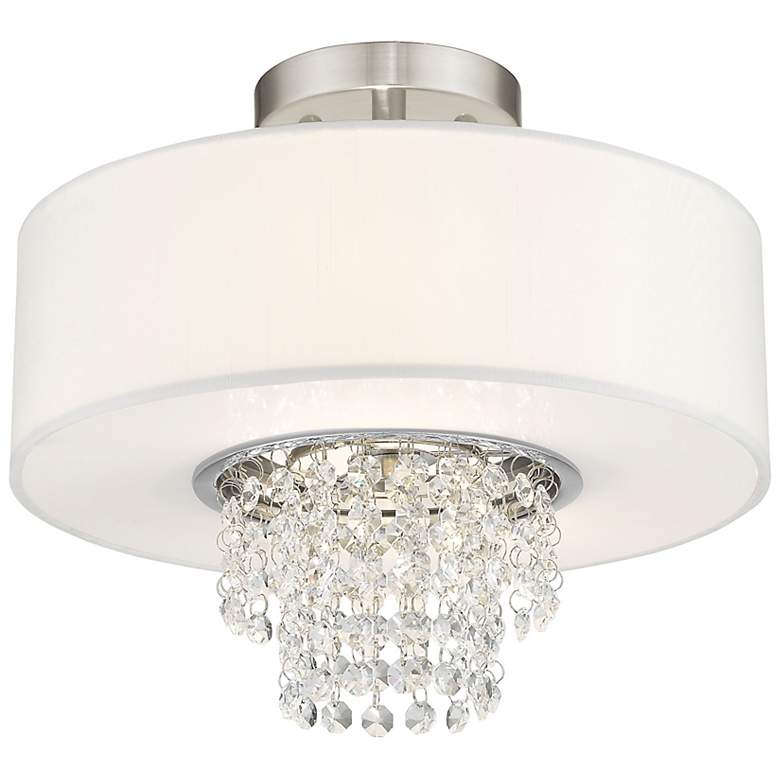 Image 5 Carlisle 13-in W Brushed Nickel Fabric Semi-Flush Mount Light more views