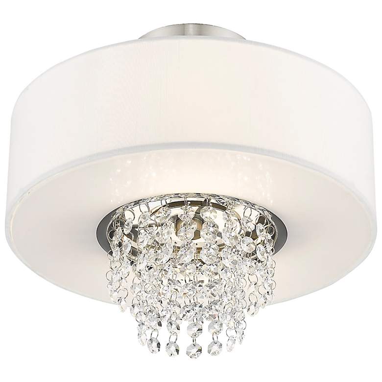 Image 6 Carlisle 13-in W Brushed Nickel Fabric Semi-Flush Mount Light more views