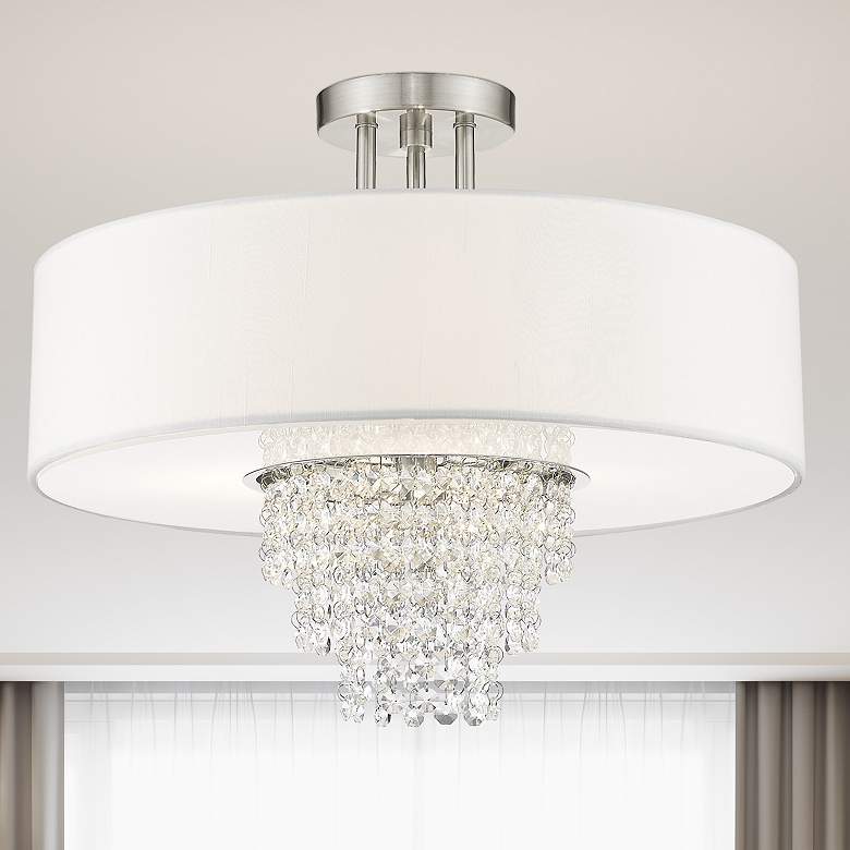 Image 1 Carlisle 18" Wide Brushed Nickel Drum Ceiling Light