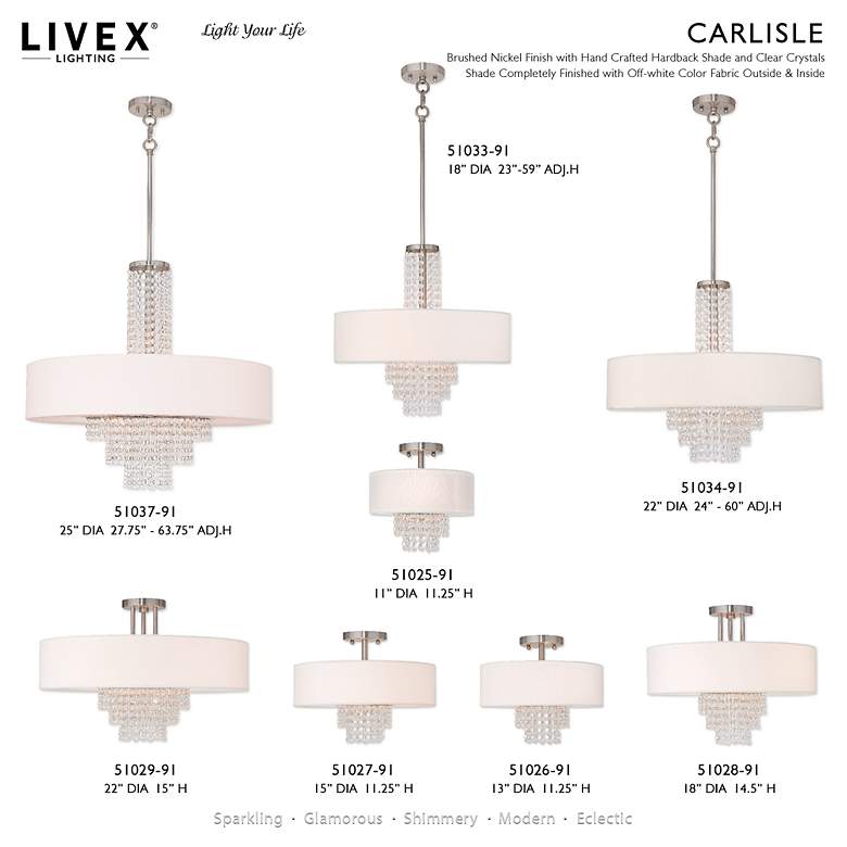 Image 7 Carlisle 2 Light Brushed Nickel Ceiling Mount more views