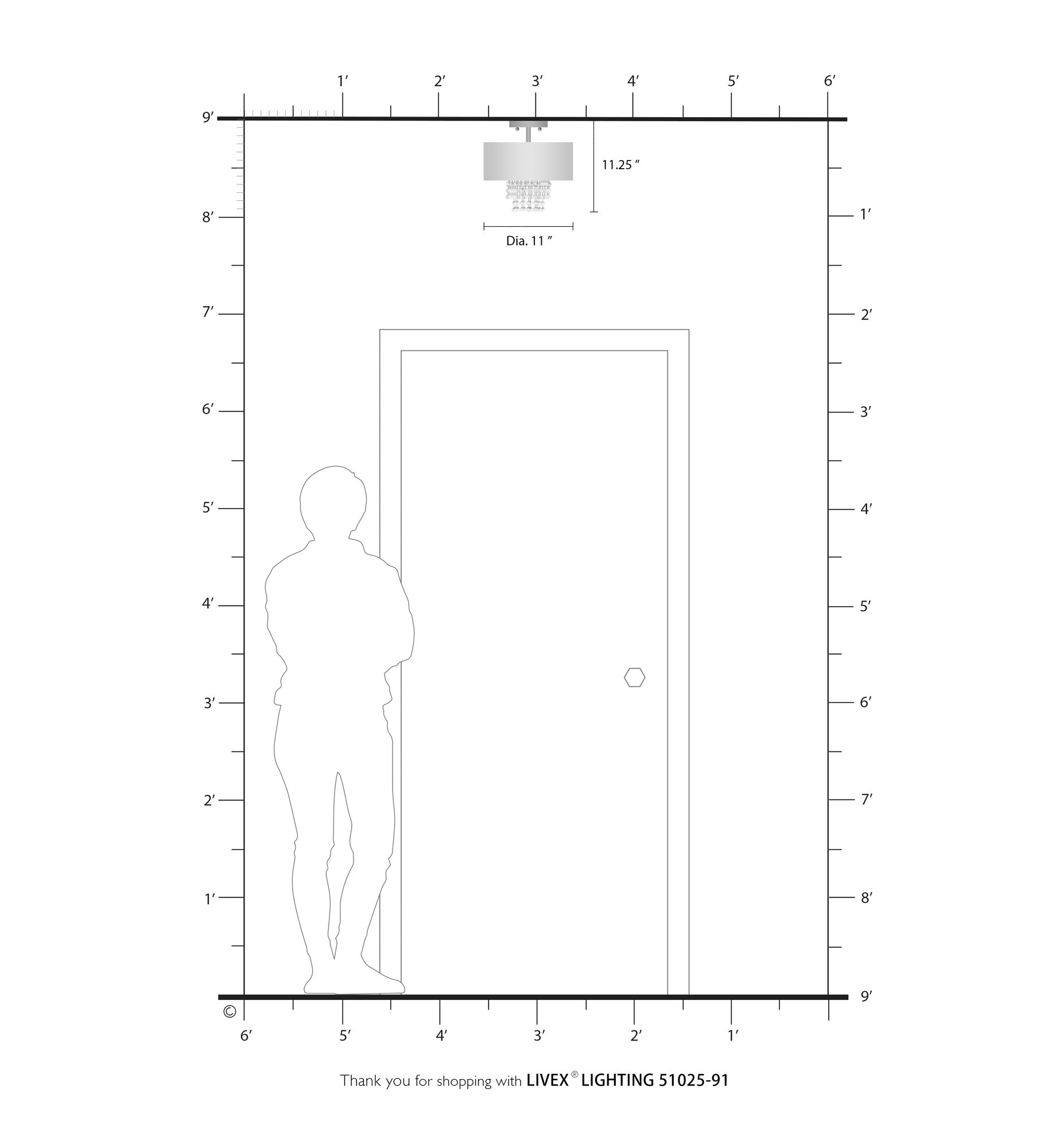 Carlisle 2 Light Brushed Nickel Ceiling Mount