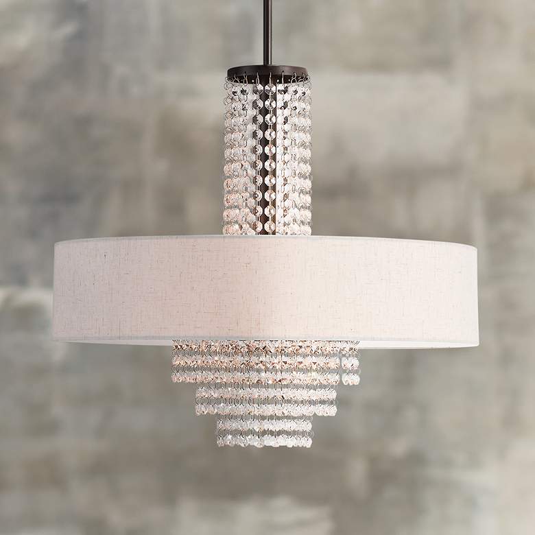 Image 1 Carlisle 22" Wide English Bronze Crystal Pendant Chandelier