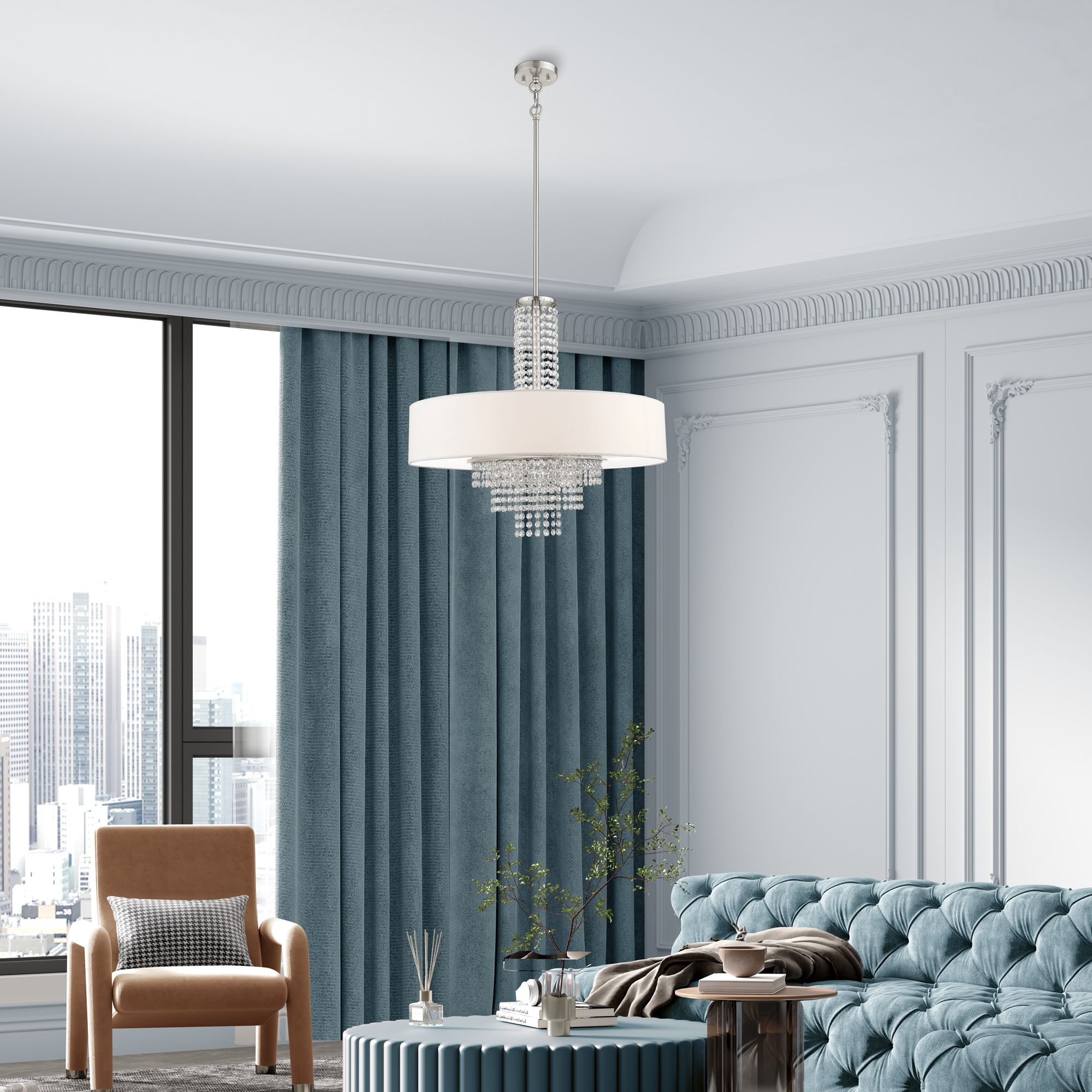 Carlisle 25" Wide Brushed Nickel Pendant Light