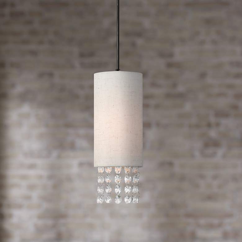 Image 1 Carlisle 4 3/4" Wide English Bronze and Crystal Mini Pendant