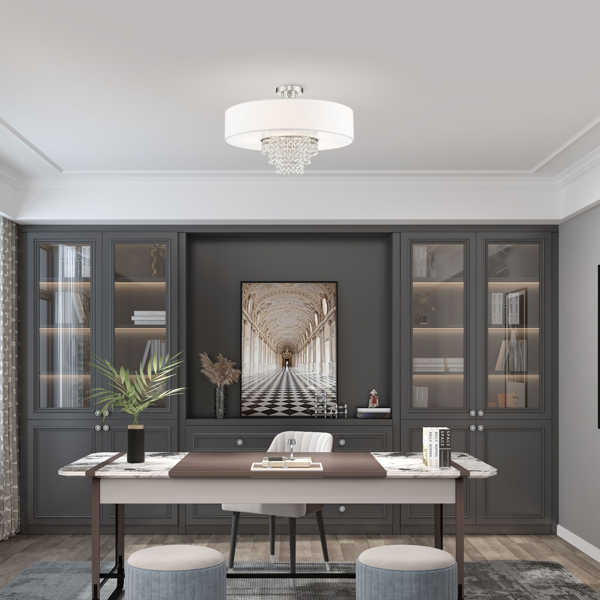 Carlisle 5 Light Brushed Nickel Ceiling Mount