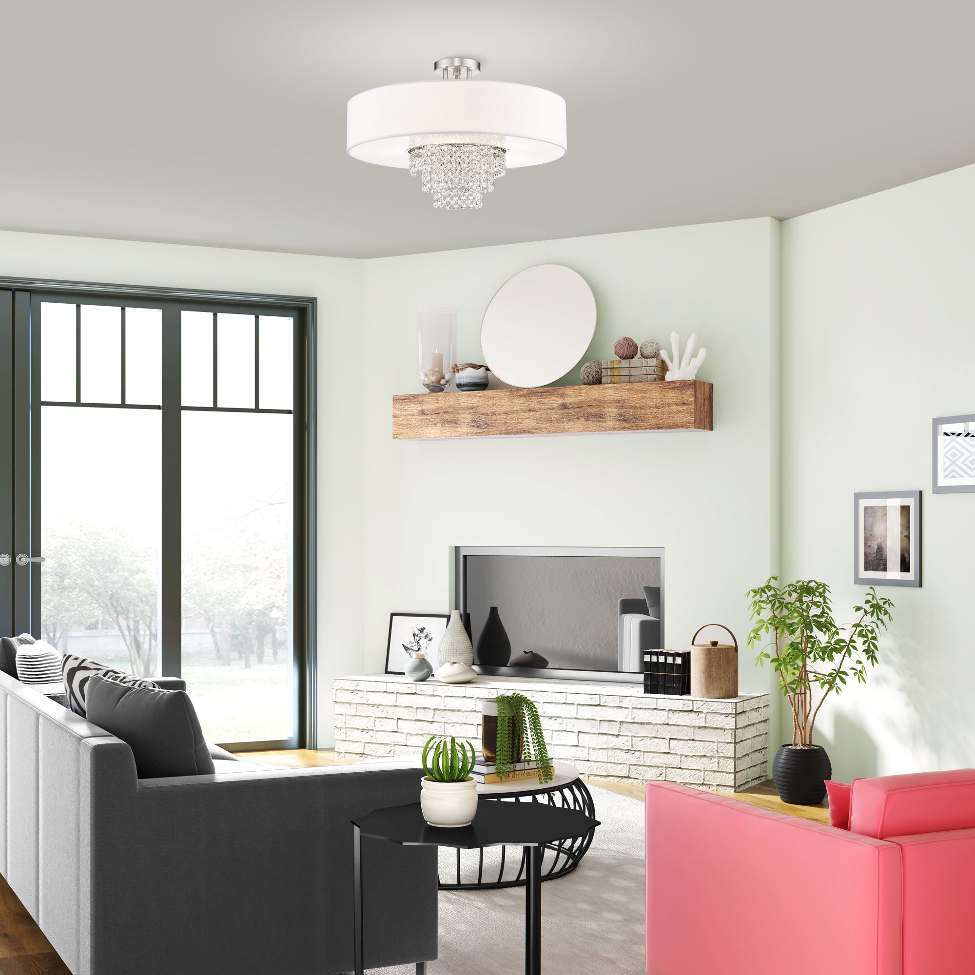 Carlisle 5 Light Brushed Nickel Ceiling Mount