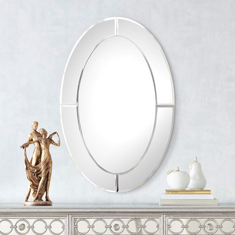 Image 1 Carlita Beveled 23 3/4 inch x 36 inch Oval Frameless Mirror