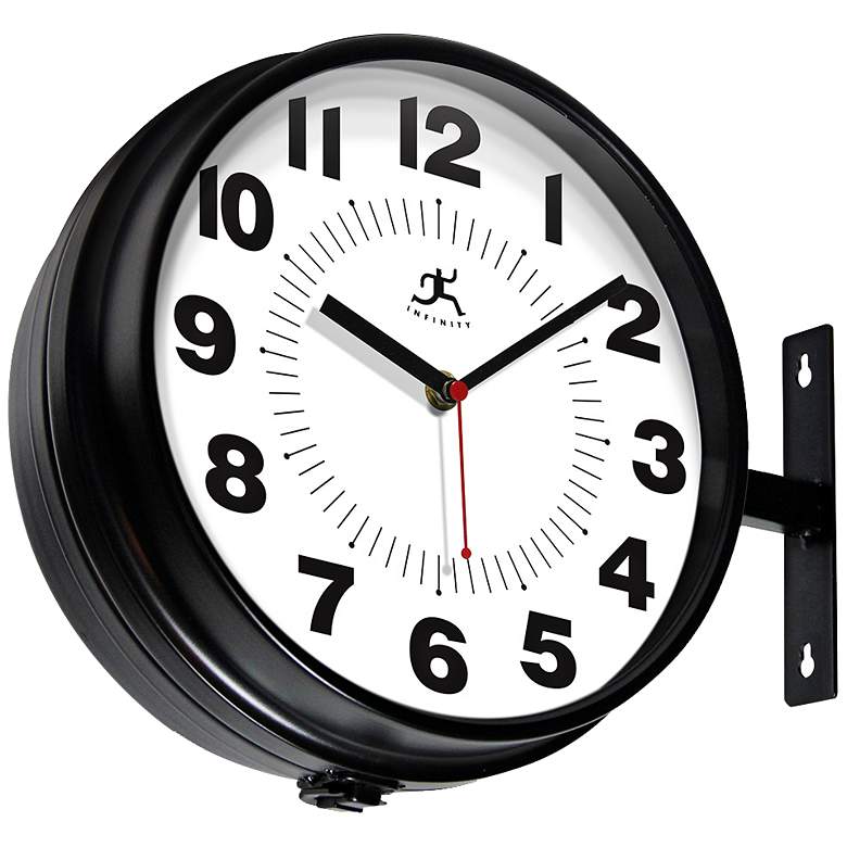 Image 1 Carlmont Black Two-Sided Mount and Hang 11 inchW Wall Clock
