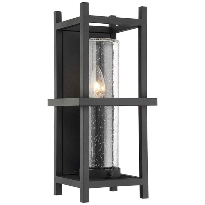 Image 1 Carlo 14 3/4" High Textured Black Outdoor Wall Light