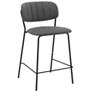 Carlo 26 in. Barstool in Black Full Matte Powder Coated, Gray Faux Leather