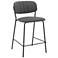 Carlo 26 in. Barstool in Black Full Matte Powder Coated, Gray Faux Leather