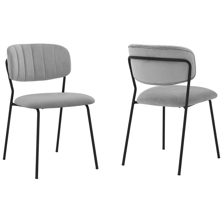 Image 1 Carlo Set of 2 Dining Chairs in Gray Velvet and Metal