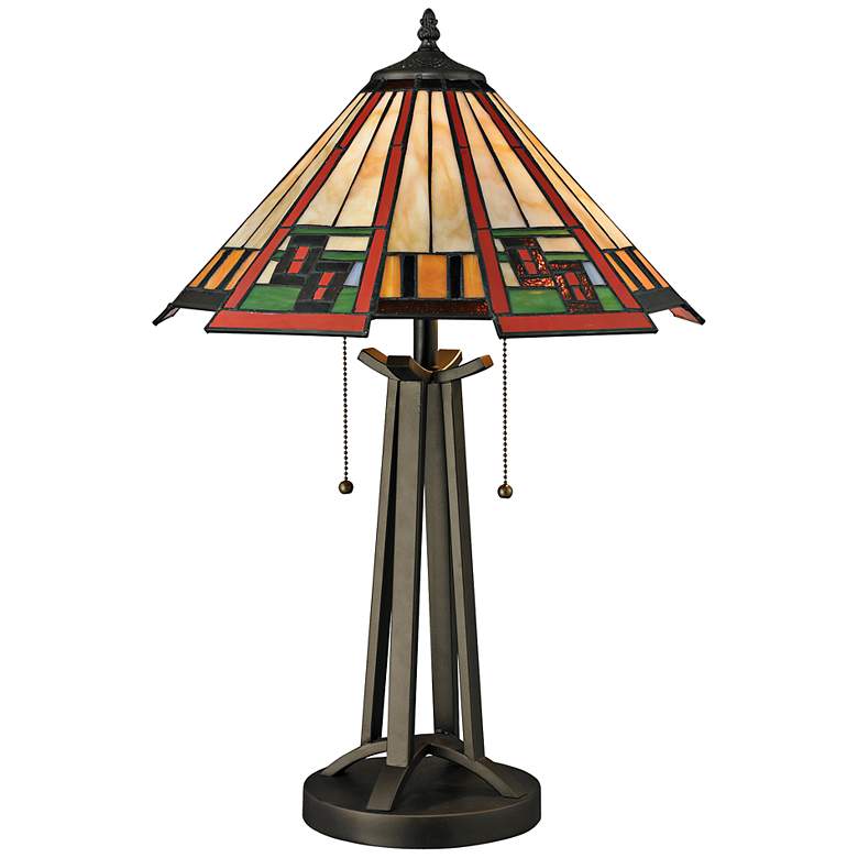 Image 1 Carlos Glass and Bronze Tiffany Style Table Lamp