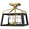 Carlow 12"W Burnished Brass and Black 4-Light Ceiling Light