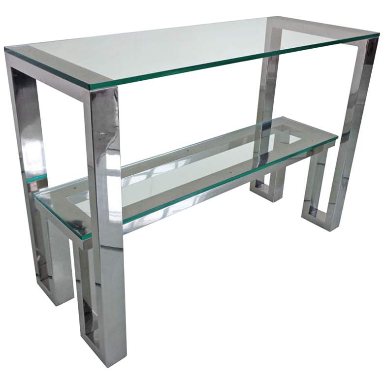 Image 1 Carlsbad Clear Glass Top Stainless Steel Console Table