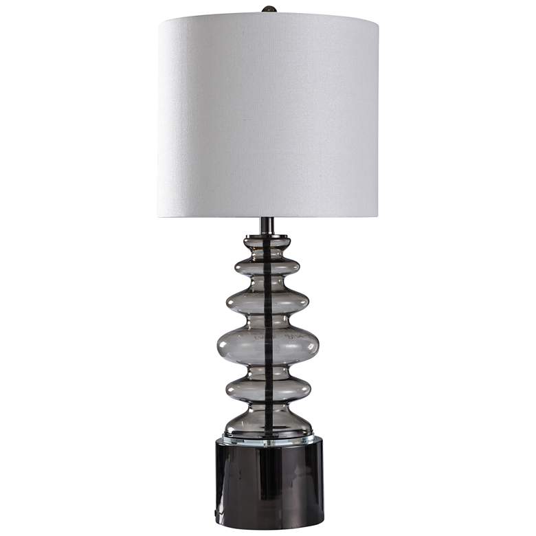 Image 1 Carlsberg Smoke Glass and Black Acrylic Table Lamp