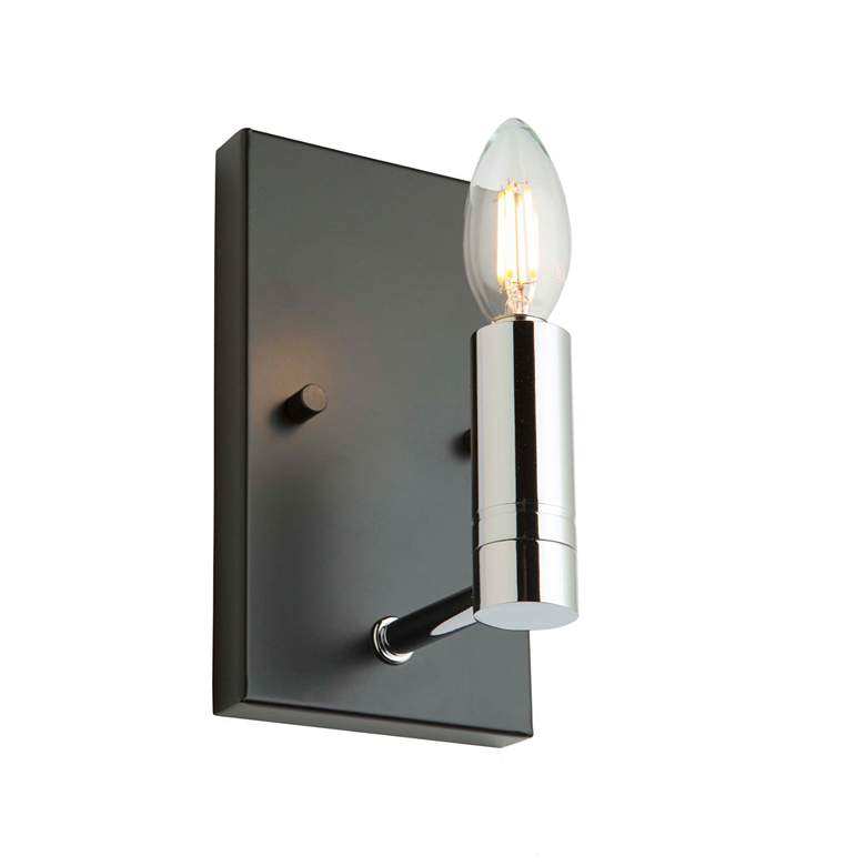 Image 1 Carlton 1-Light Matte Black and Polished Nickel Metal Wall Light