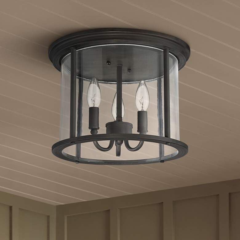 Image 1 Carlton 13" Wide Aged Brushed Bronze Outdoor Ceiling Light