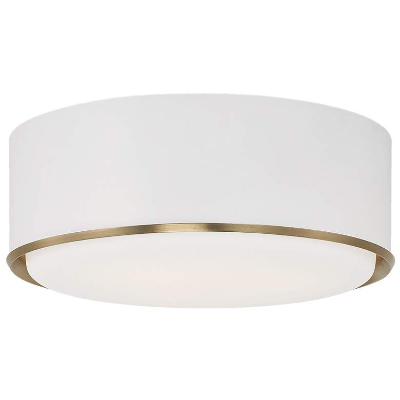 Image 2 Carlton 15 1/2"W Matte Brass and White Drum Ceiling Light