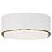 Carlton 15 1/2"W Matte Brass and White Drum Ceiling Light