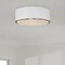 1_Carlton 15 1/2"W Matte Brass and White Drum Ceiling Light