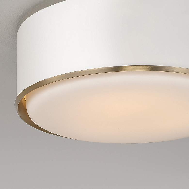 Image 3 Carlton 15 1/2"W Matte Brass and White Drum Ceiling Light more views