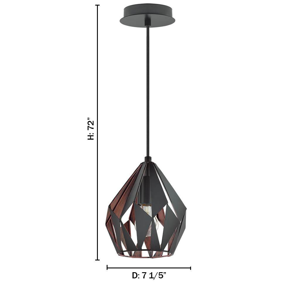 Image 2 Carlton 3 - 1-Light Pendant - Matte Black - Copper more views
