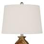 Carlton Brown Faux Marble Table Lamps with White Tapered Shades Set of 2