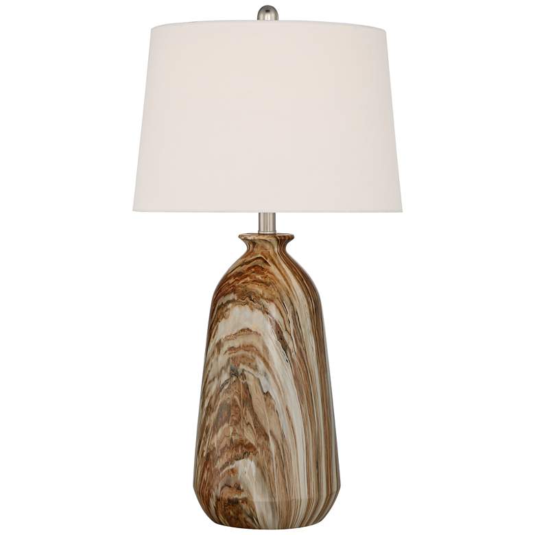 Image 7 Carlton Brown Faux Marble Table Lamps with White Tapered Shades Set of 2 more views