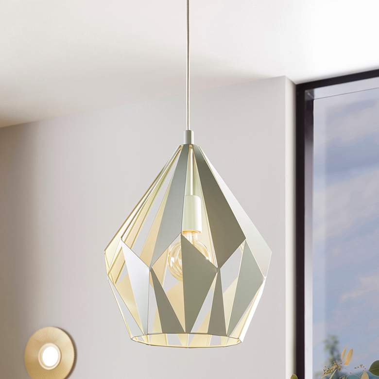 Image 1 Carlton-P - 1-Light Geometric Pendant - Pastel Green Finish