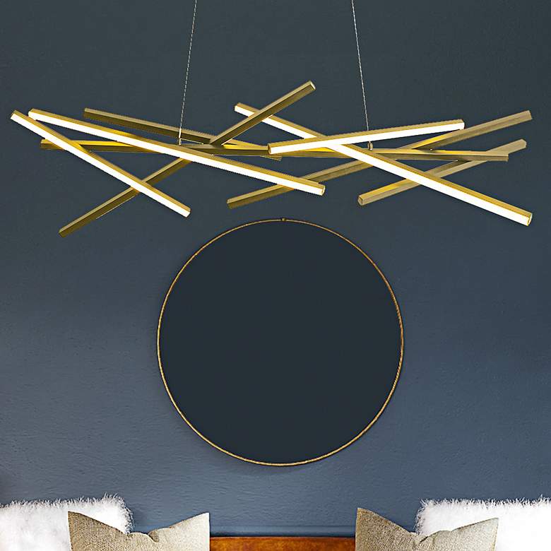 Image 1 Carly 55" Wide Aged Brass LED Chandelier