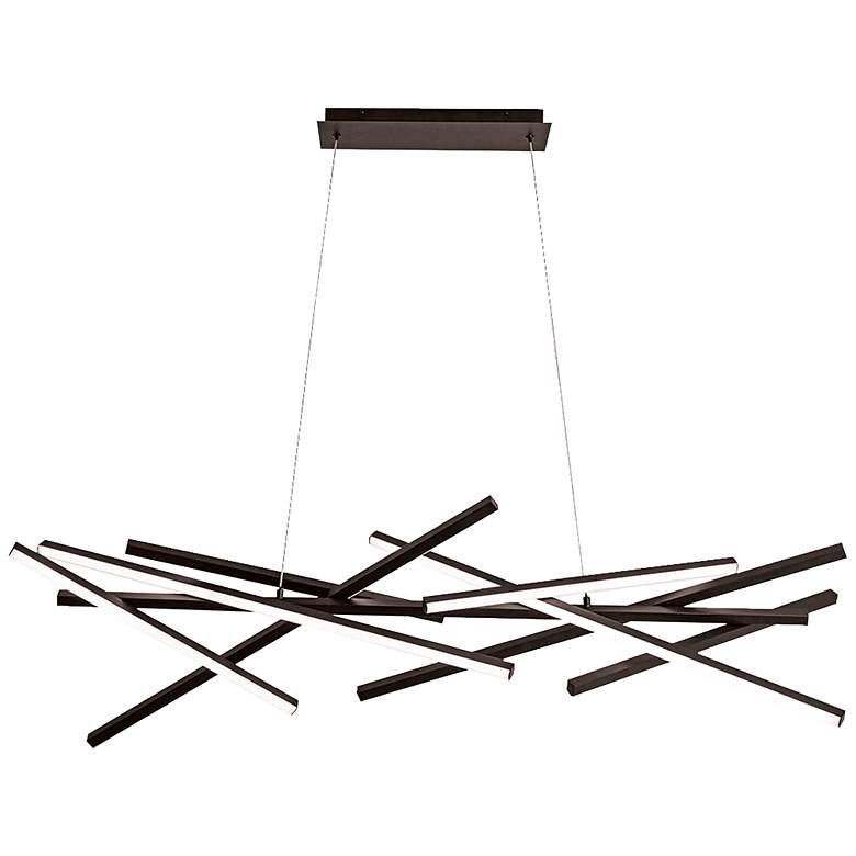Image 1 Carly 55" Wide Matte Black LED Horizontal Pendant Light