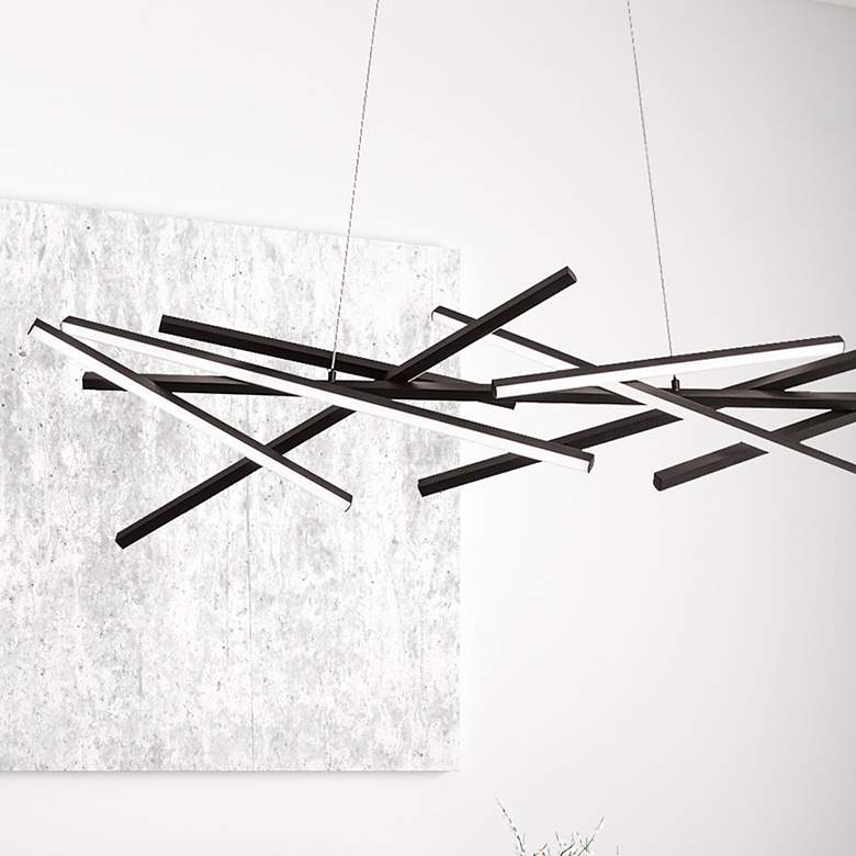 Image 1 Carly 55" Wide Matte Black LED Horizontal Pendant Light