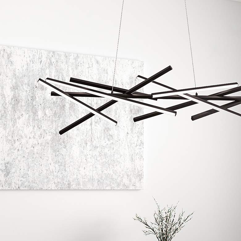 Image 4 Carly 55" Wide Matte Black LED Horizontal Pendant Light more views