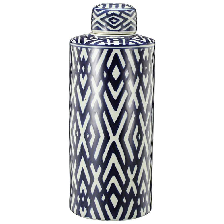 Image 1 Carlyle 18" High Blue & White Large Porcelain Lidded Jar