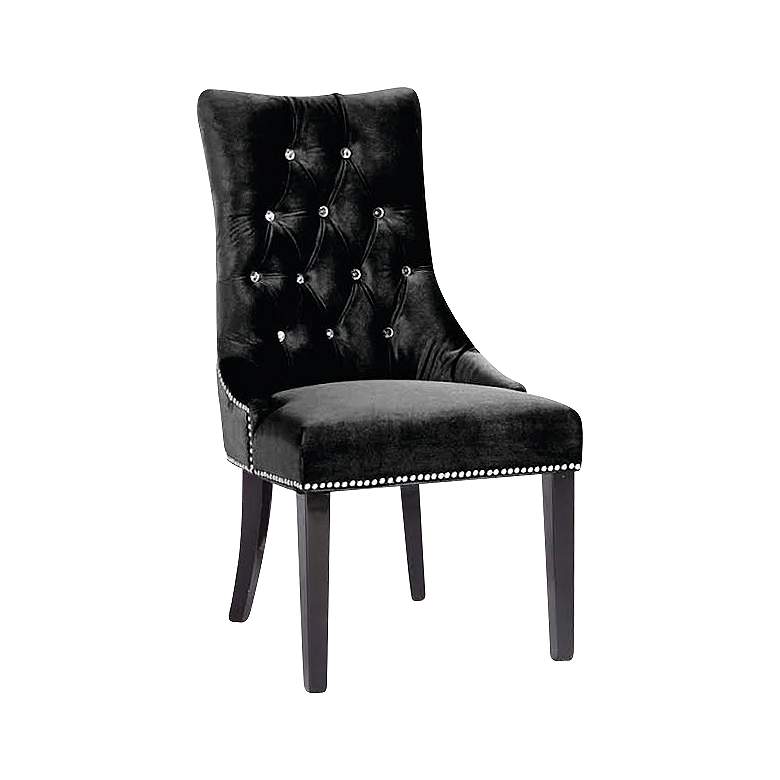 Image 1 Carlyle Velvet Black Upholstered Tufted Side Chair
