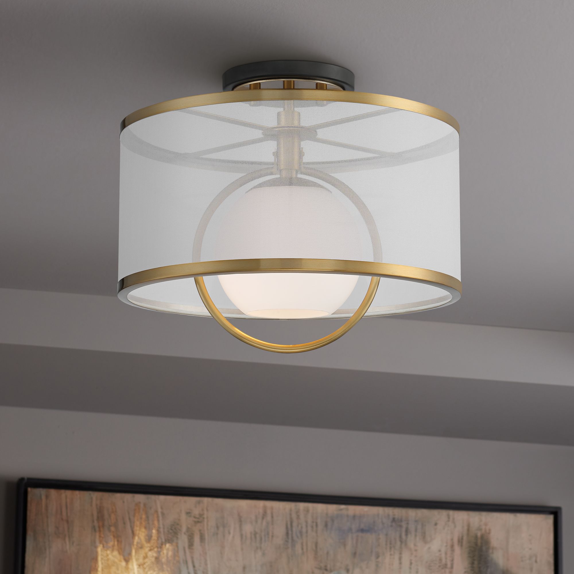 semi flush white ceiling light